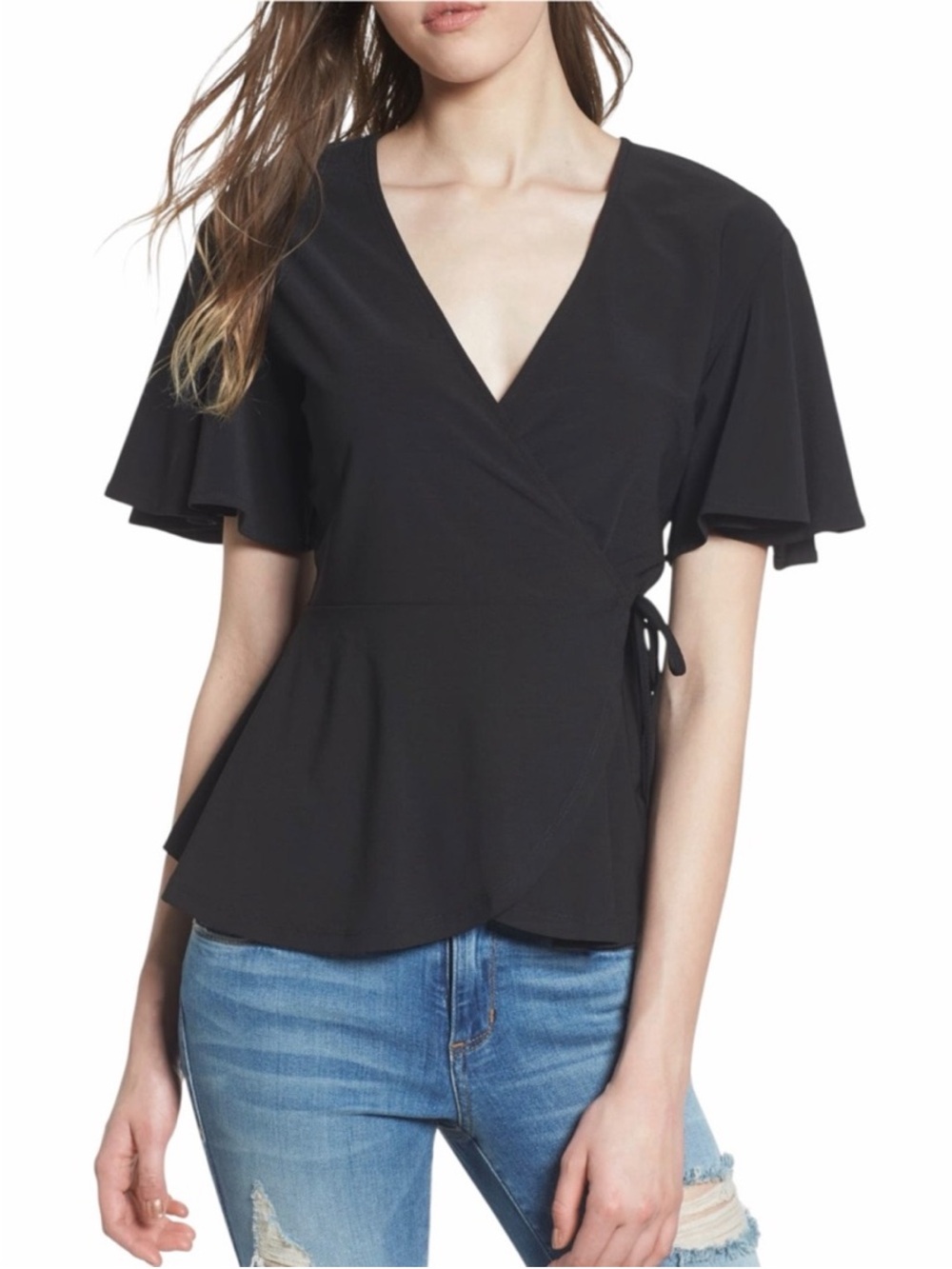 Leith Wrap Black Top size Large